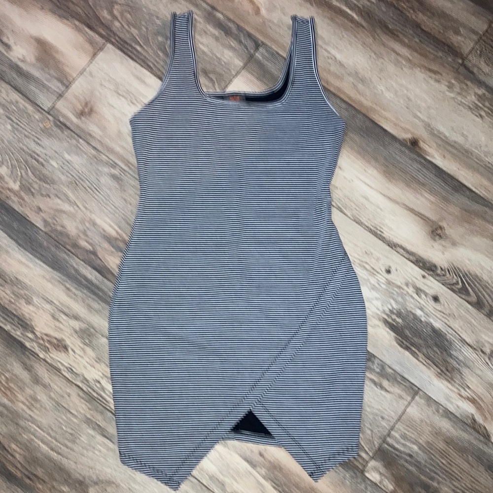 SoSik Black and White Microstripe Mini Dress Size L